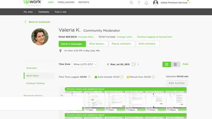 upwork’s work diary